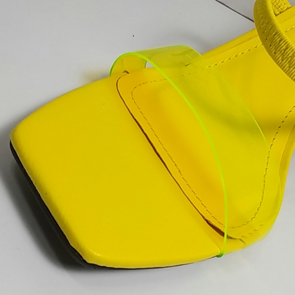 🆕Neon Yellow Slip On Double Band Vamp Mule Heel🆕 - Picture 7 of 7
